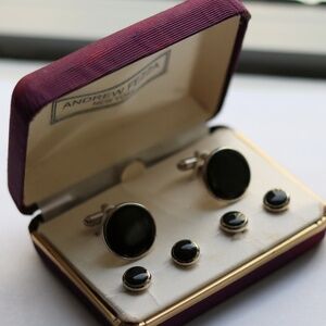 Black and Silver Tuxedo Cufflinks and Studs Brand New